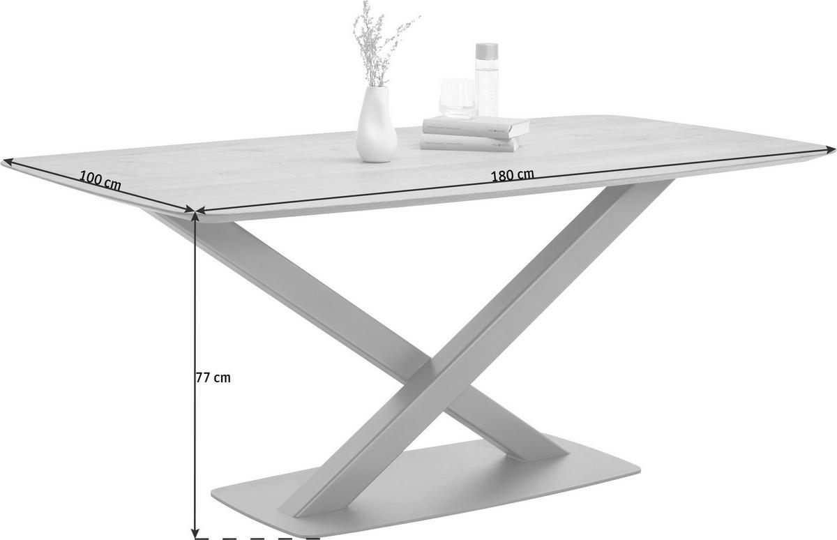 ESSTISCH in Holz, Metall 180/100/77 cm  - Eichefarben/Anthrazit, Natur, Holz/Metall (180/100/77cm) - Bert Plantagie