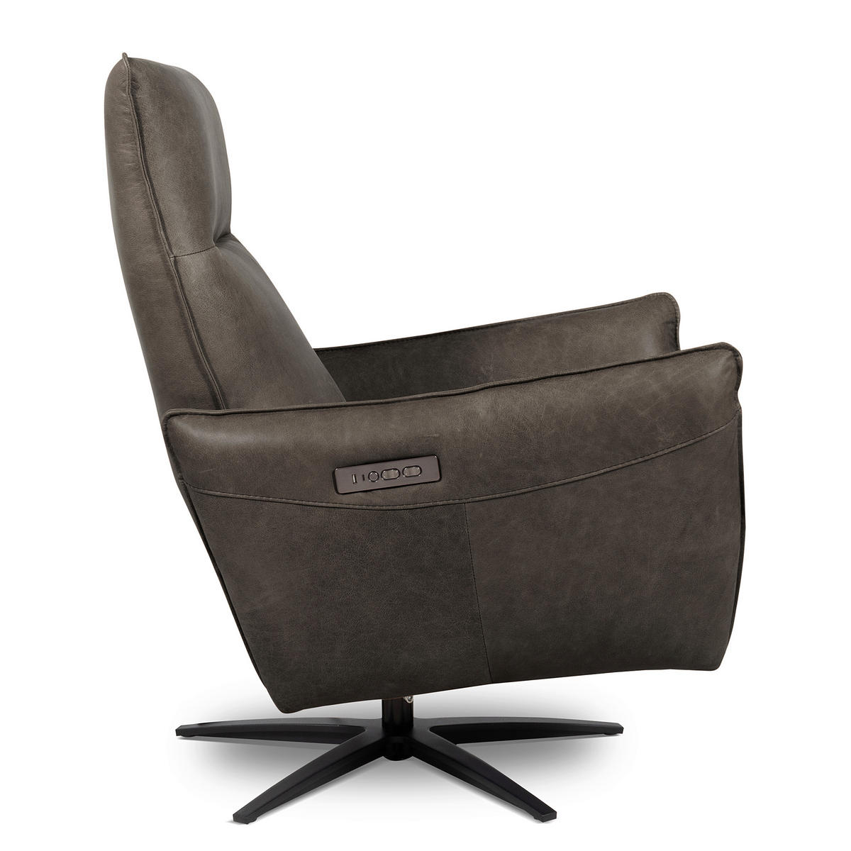 RELAXSESSEL in Leder Fango  - Fango/Schwarz, Design, Leder/Metall (77/107/88cm) - Livetastic