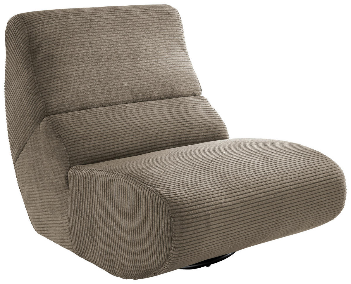 SESSEL in Cord Graubraun  - Graubraun/Schwarz, Design, Textil/Metall (74/85/105cm) - Livetastic