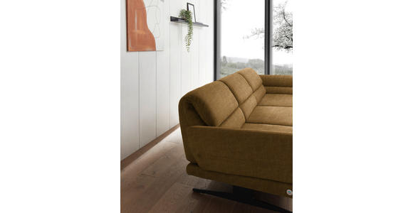 ECKSOFA  in Flachgewebe Goldfarben  279-327/176-217 cm  - Goldfarben/Schwarz, Design, Textil/Metall (279-327/176-217cm) - Dieter Knoll