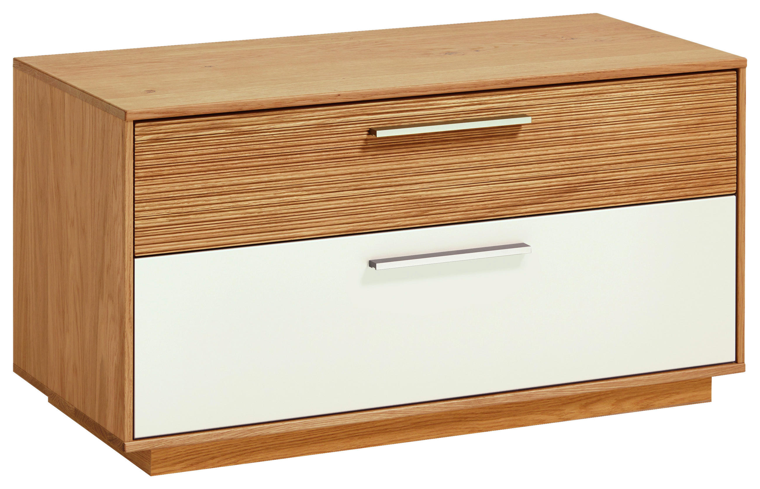 GARDEROBENBANK furniert, massiv, teilmassiv Weiß, Eichefarben - Eichefarben/Weiß, Design, Holz/Metall (86/45/40cm)
