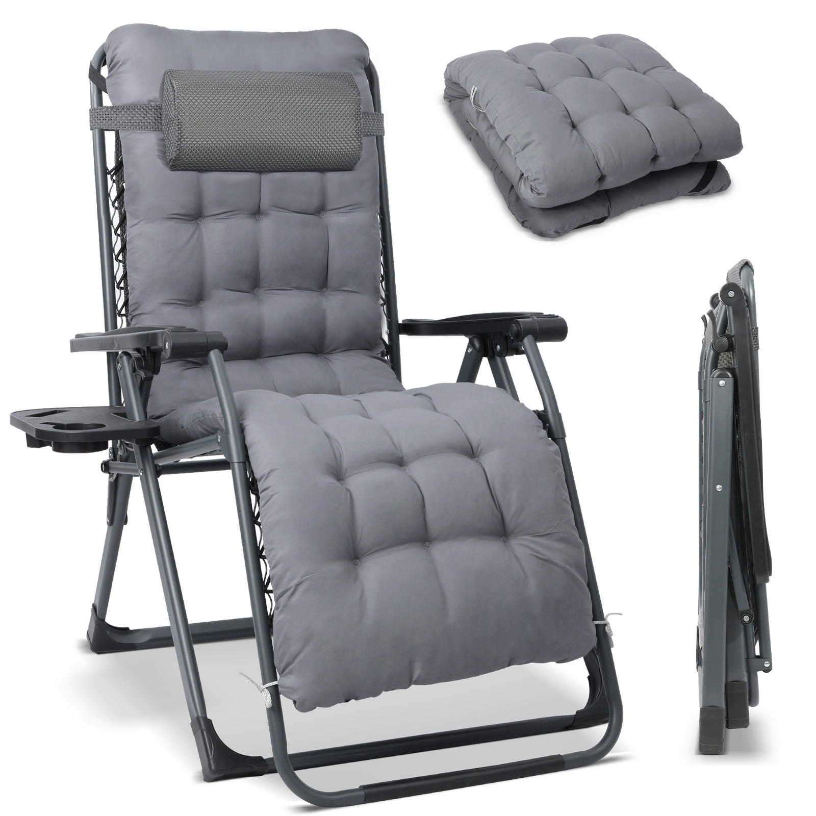 GARTEN-RELAXSESSEL 68/88/110 cm  - Grau, Basics, Textil/Metall (68/88/110cm) - Modante