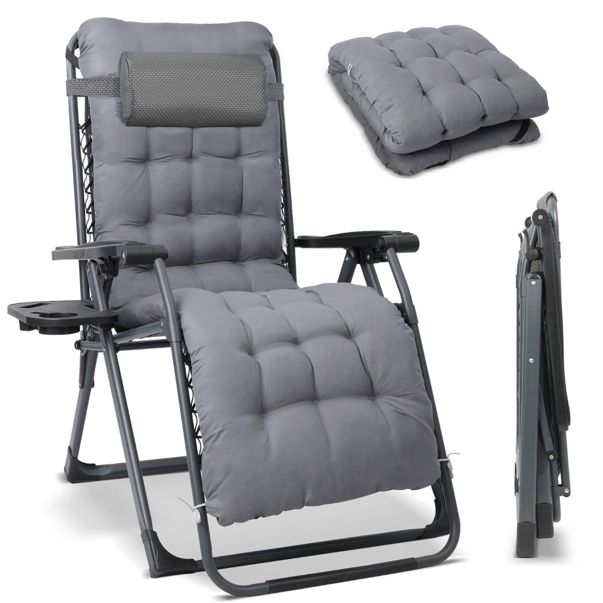 GARTEN-RELAXSESSEL Stahl  - Grau, Basics, Textil/Metall (68/88/110cm) - Modante