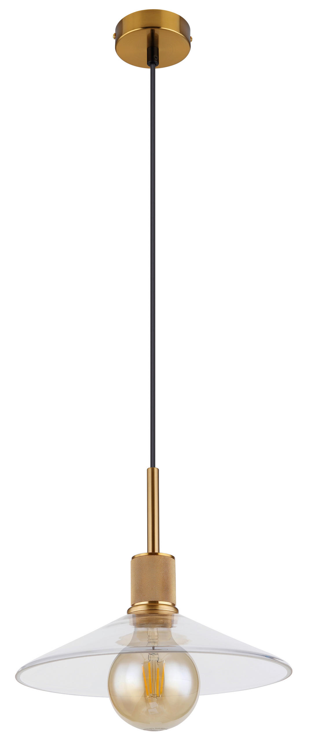 HÄNGLAMPA Adara 28/120 cm  - klar/mässingsfärgad, Design, metall/glas (28/120cm) - Globo