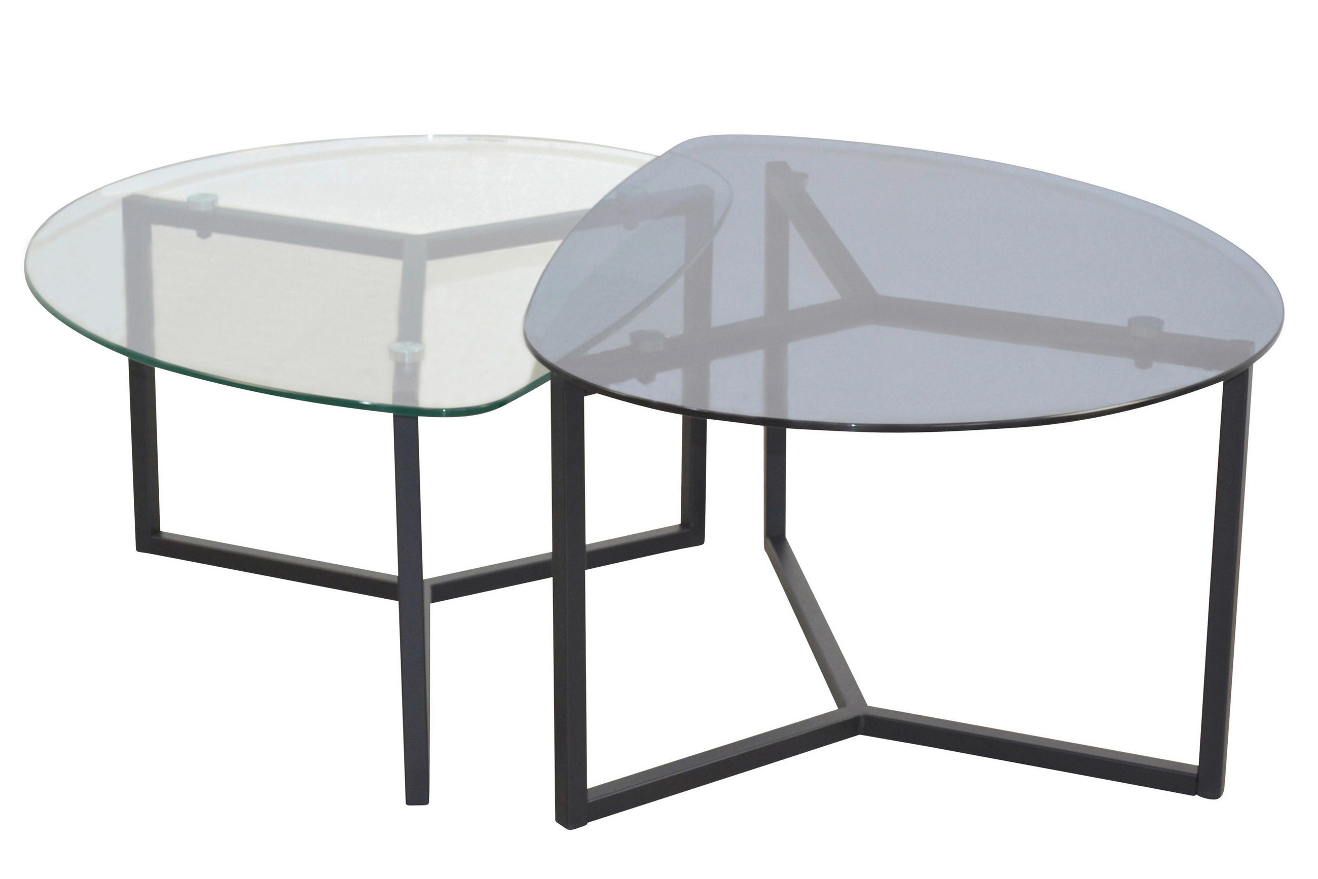 COUCHTISCHSET Freiform Schwarz  - Schwarz, Design, Glas/Metall (82/59/40cm) - MID.YOU