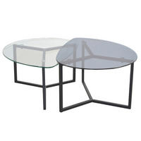 COUCHTISCHSET Freiform Schwarz  - Schwarz, Design, Glas/Metall (82/59/40cm) - MID.YOU