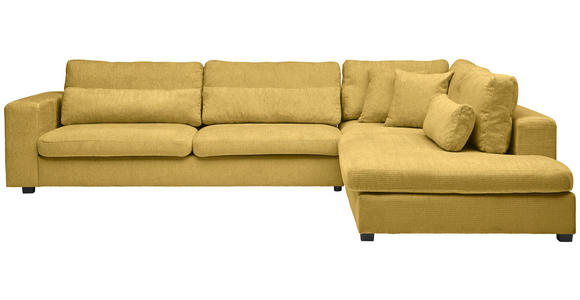 ECKSOFA in Chenille Dunkelgelb  - Dunkelgelb/Schwarz, KONVENTIONELL, Kunststoff/Textil (314/250cm) - Carryhome