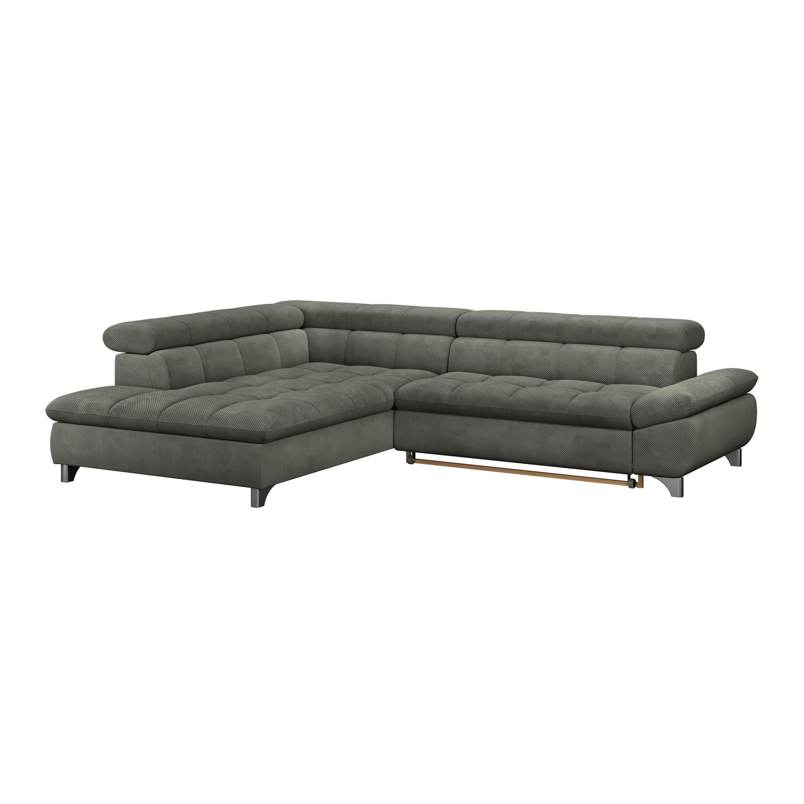 ECKSOFA Grün Chenille  - Chromfarben/Grün, KONVENTIONELL, Textil/Metall (234/312cm) - Livetastic