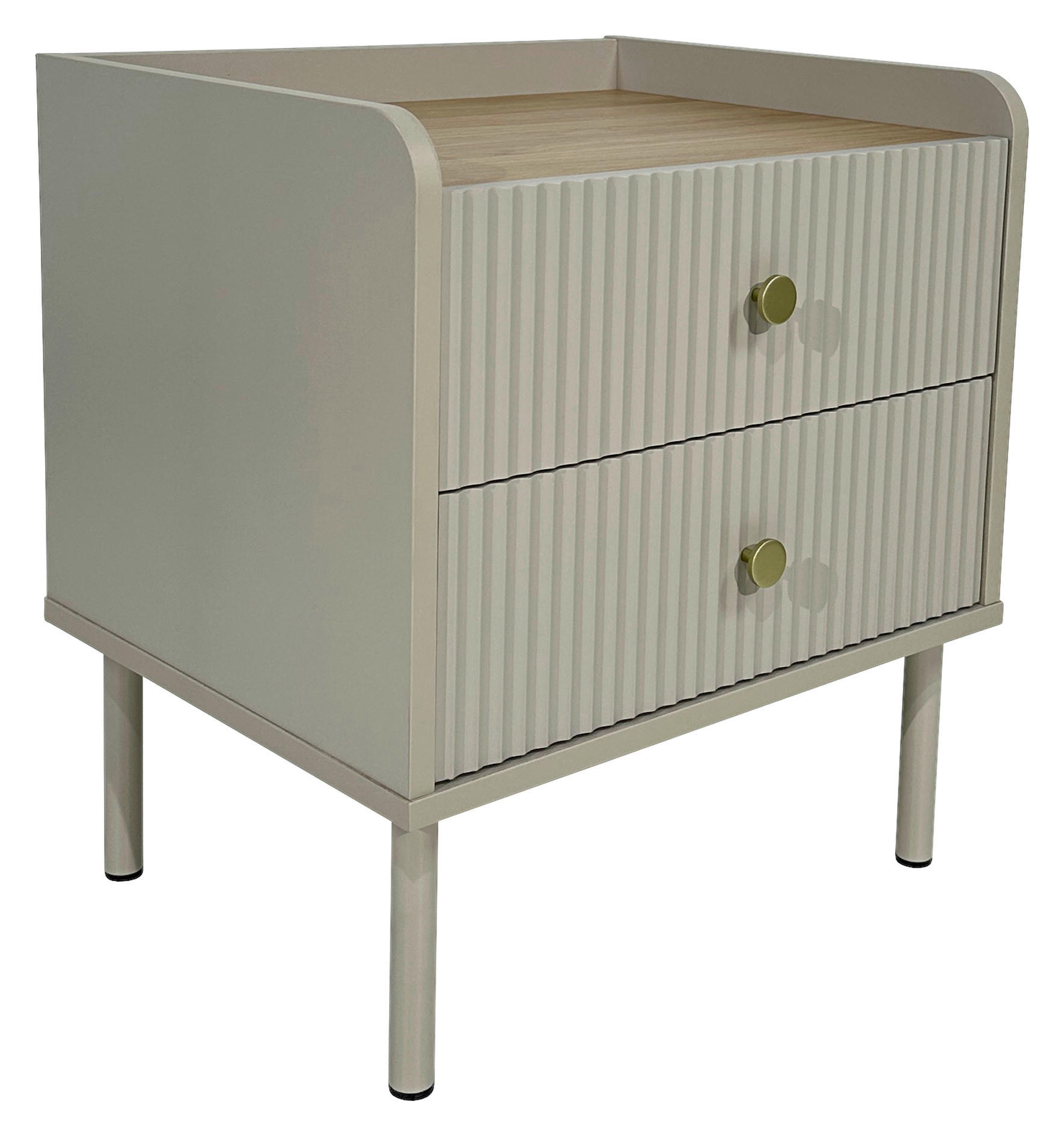 Milino Nachtschrank Snow Hellgrau, Eiche 50x54x40 cm
