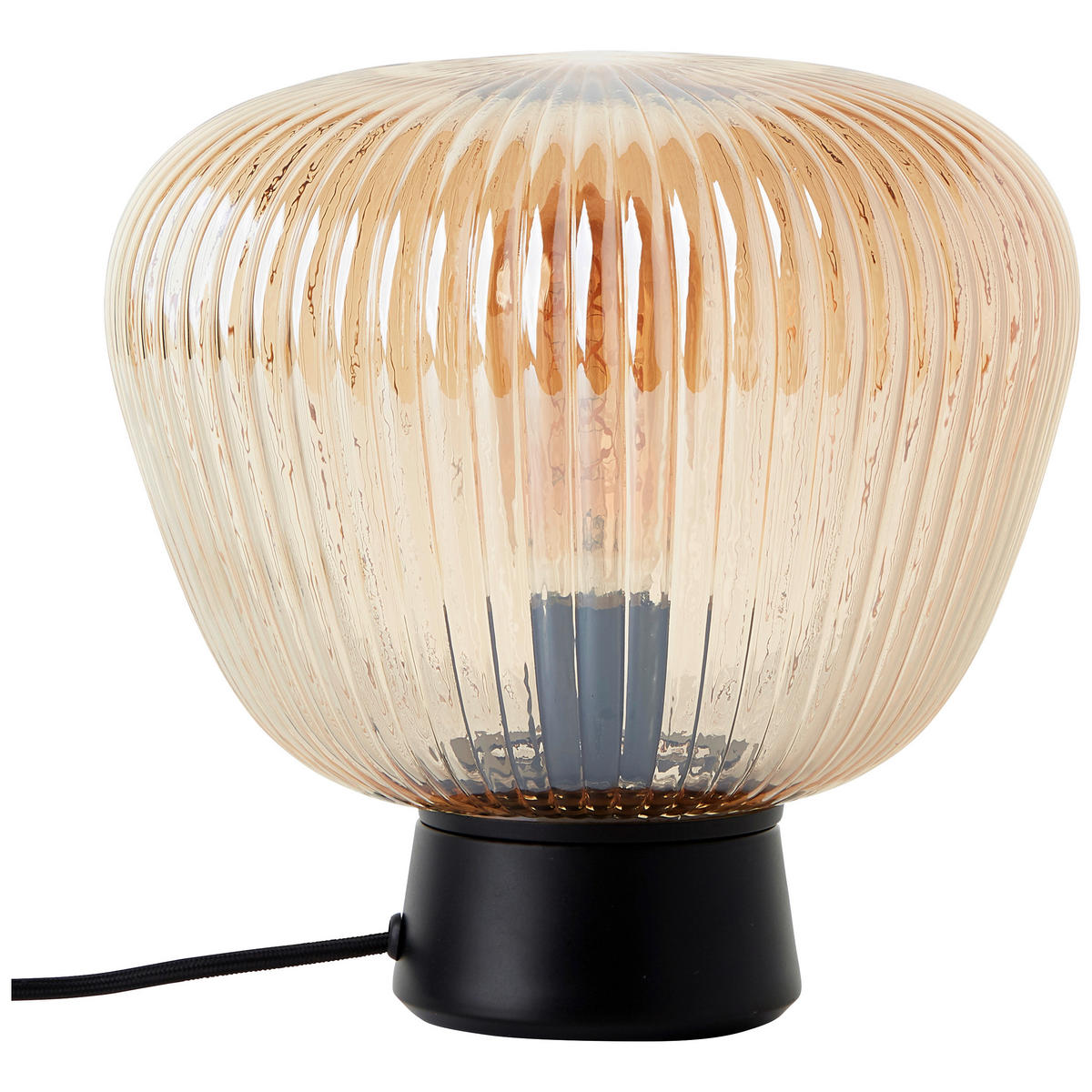 STOLNÍ LAMPA, E27, 25/24,5 cm  - jantarové barvy, Basics, kov/sklo (25/24,5cm)