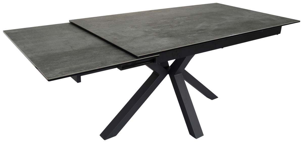 ESSTISCH in Metall, Glas, Keramik 160/90/76 cm  - Schwarz/Grau, MODERN, Glas/Keramik (160/90/76cm) - Livetastic