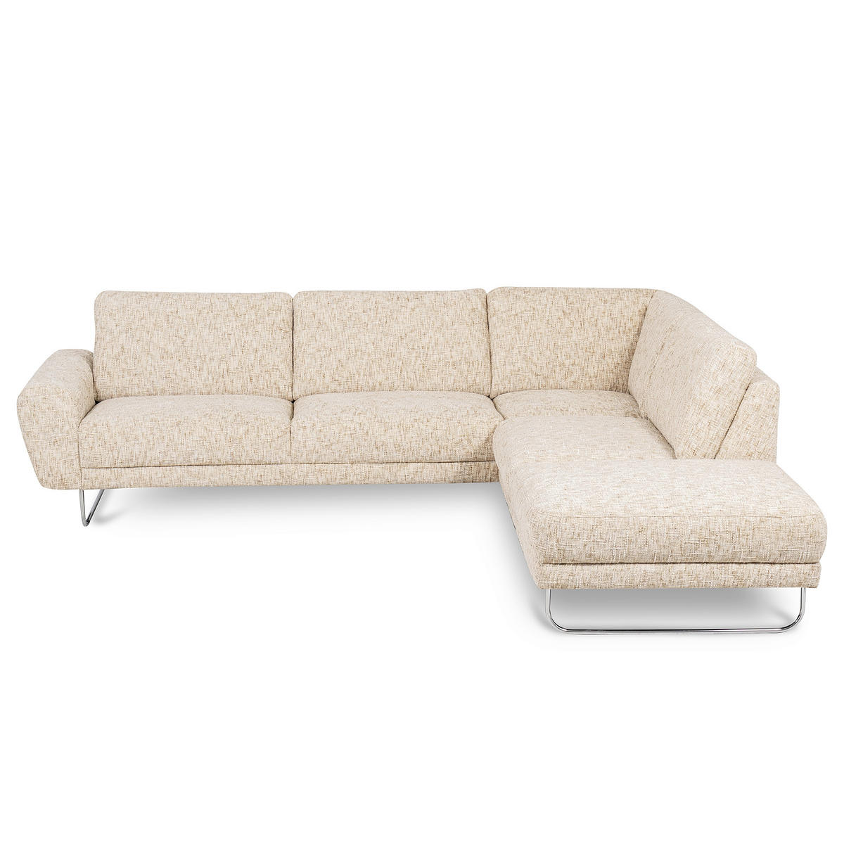 ECKSOFA 273/250 cm SPRING in Webstoff Beige Zierkissen  273/250 cm  - Chromfarben/Beige, Design, Textil/Metall (273/250cm) - Livetastic