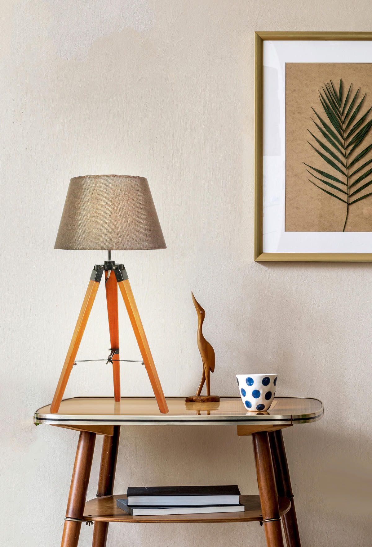 TISCHLEUCHTE 35/35/68 cm   - Braun, Natur, Holz/Textil (35/35/68cm)