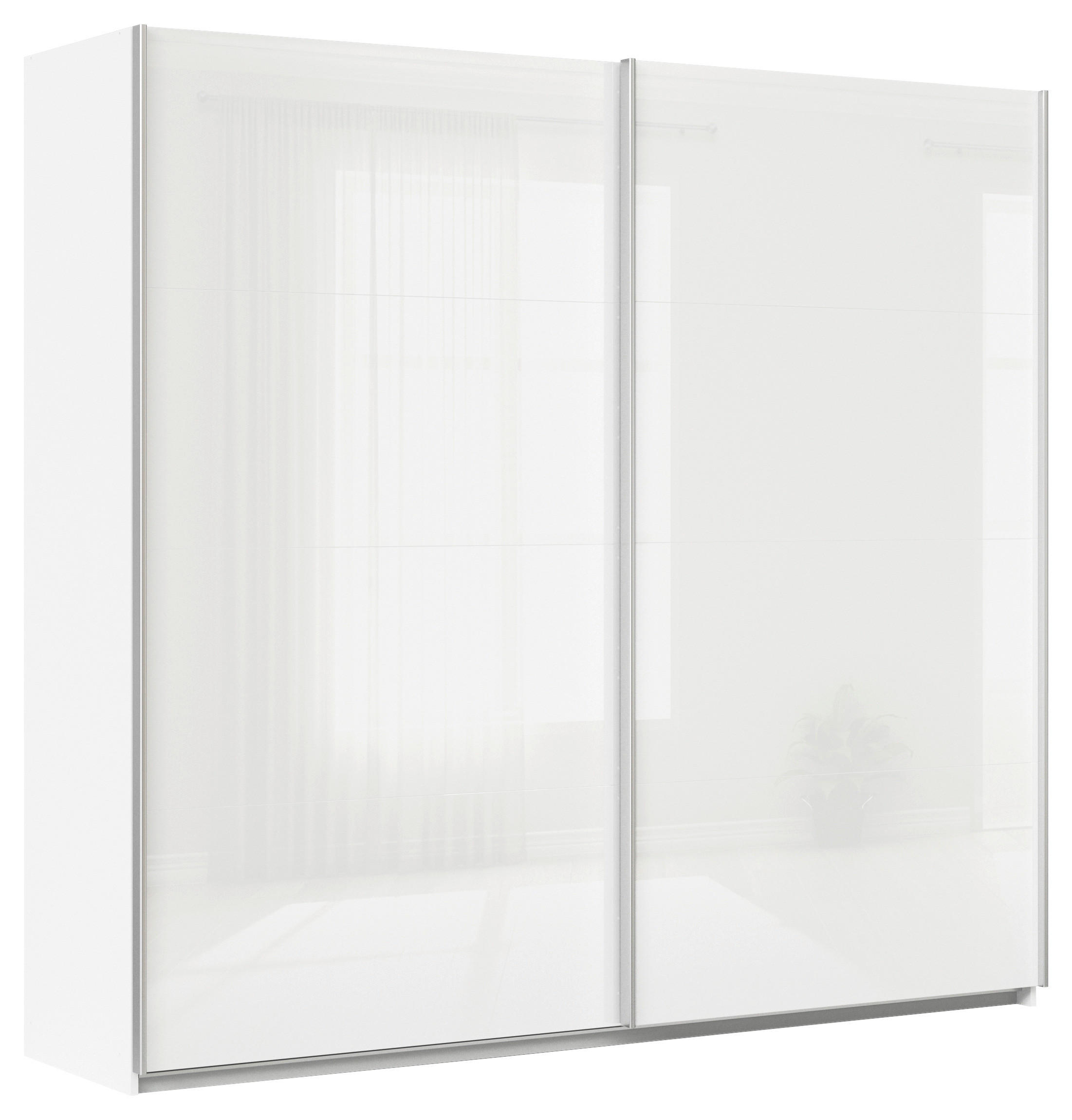 SCHWEBETÜRENSCHRANK  in Weiß  - Alufarben/Weiß, KONVENTIONELL, Glas/Holzwerkstoff (225/210/62cm) - Xora