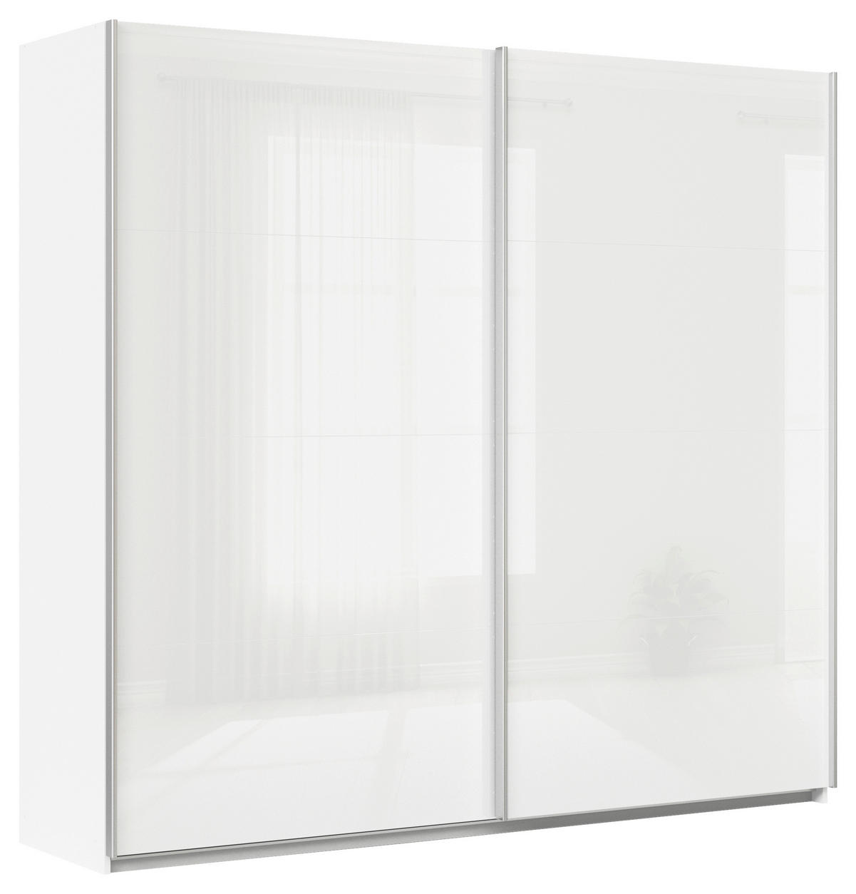 SCHWEBETÜRENSCHRANK  in Weiß  - Alufarben/Weiß, KONVENTIONELL, Glas/Holzwerkstoff (225/210/62cm) - Xora