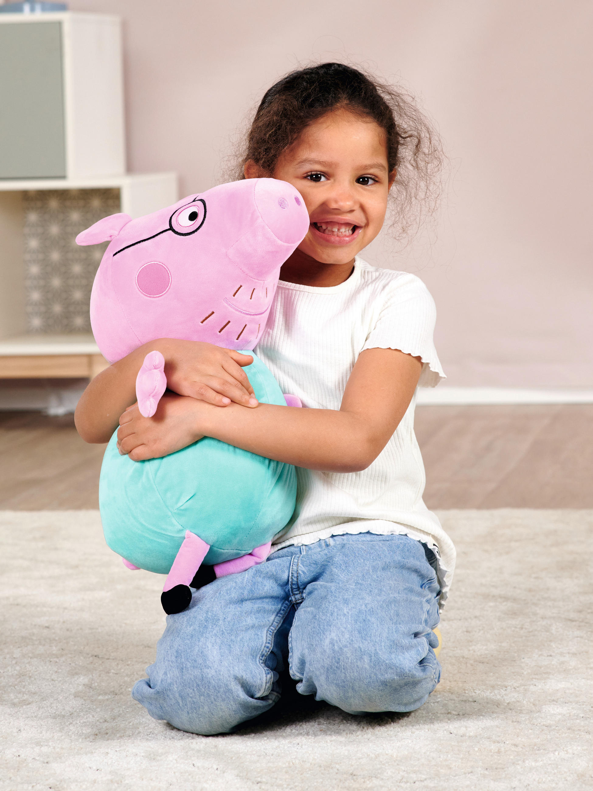 PLÜSCHTIER Peppa Pig Papa Wutz  - Blau/Pink, Basics, Kunststoff/Textil (23/23/37cm) - Simba