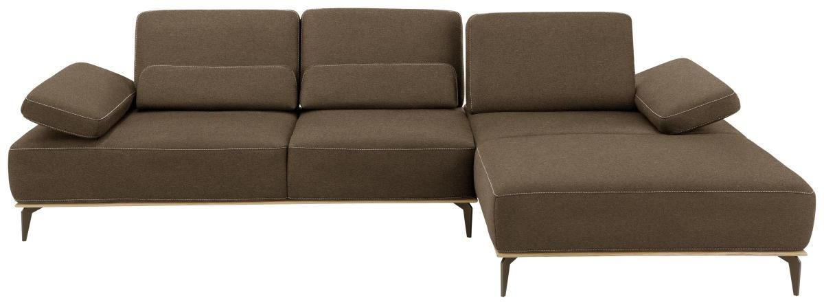 ECKSOFA in Mikrofaser Braun  - Beige/Bronzefarben, Natur, Textil/Metall (298/176cm) - Valnatura