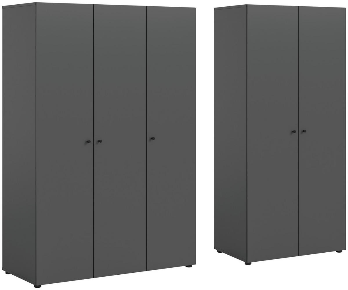 DREHTÜRENSCHRANK 200/176/51 cm,  in Anthrazit, 5-türig  - Anthrazit/Schwarz, MODERN, Holzwerkstoff/Kunststoff (200/176/51cm) - MID.YOU