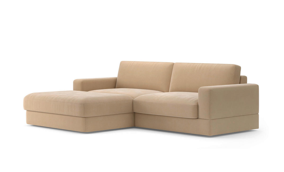 ECKSOFA FABIO E in Mikrofaser Sandfarben  196/264 cm  - Sandfarben/Schwarz, MODERN, Kunststoff/Textil (196/264cm) - Sit & More