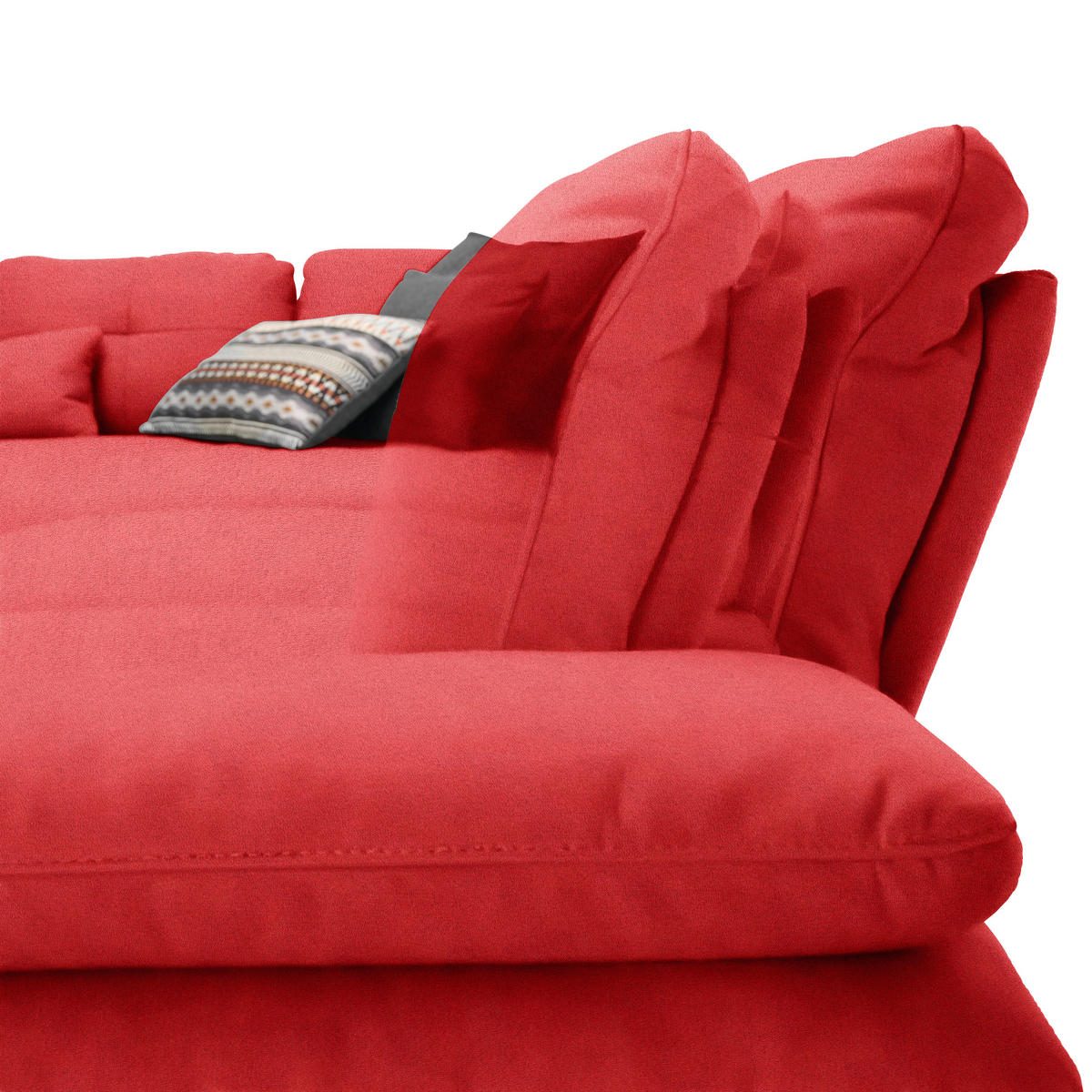ECKSOFA in Flachgewebe Hellrot  - Hellrot/Schwarz, Design, Textil/Metall (271/344cm) - Chilliano