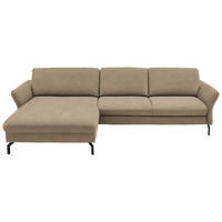 ECKSOFA in Velours Hellbraun  - Hellbraun/Schwarz, Design, Textil/Metall (179/306cm) - Beldomo System