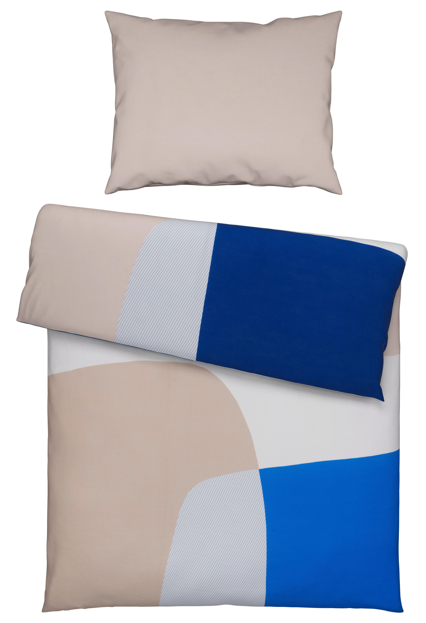 POSTEĽNÁ BIELIZEŇ, satén, modrá, prírodná farba, béžová, 140/200 cm - modrá/prírodná farba, Lifestyle, textil (140/200cm) - S. Oliver