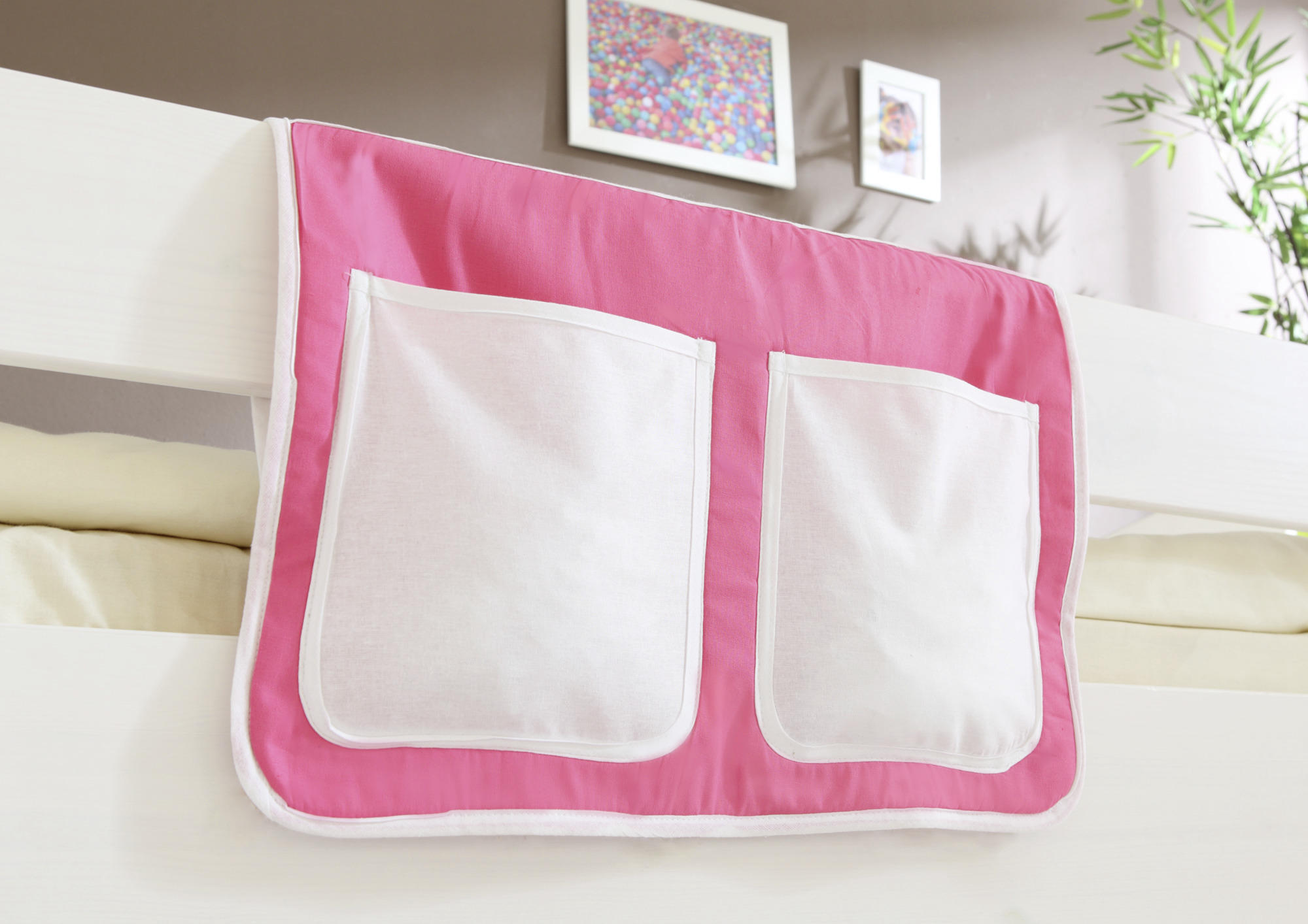 BETTTASCHE - Rosa/Weiß, KONVENTIONELL, Textil (56/32/2cm) - MID.YOU