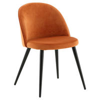 STUHL-SET 2 Stück  in Stahl Velours Metall, Textil  - Schwarz/Orange, Design, Textil/Metall (57/76.5/50cm) - Livetastic