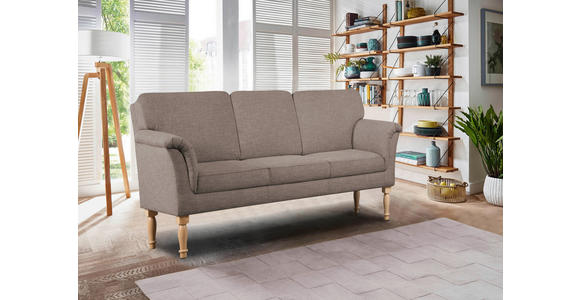 SOFA Flachgewebe Braun  - Naturfarben/Braun, ROMANTIK / LANDHAUS, Holz/Textil (186/96/80cm) - Cantus