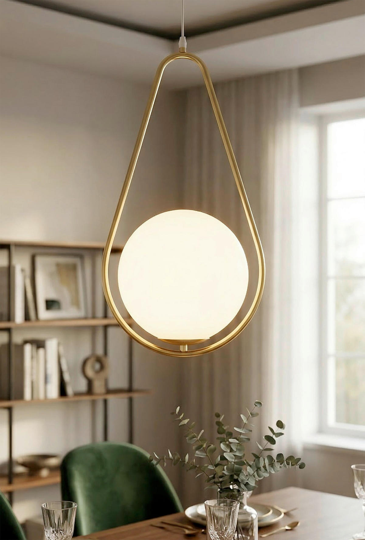 DECKENLEUCHTE 24/20/46 cm  - Goldfarben/Weiß, Trend, Glas/Metall (24/20/46cm) - Mauro Ferretti