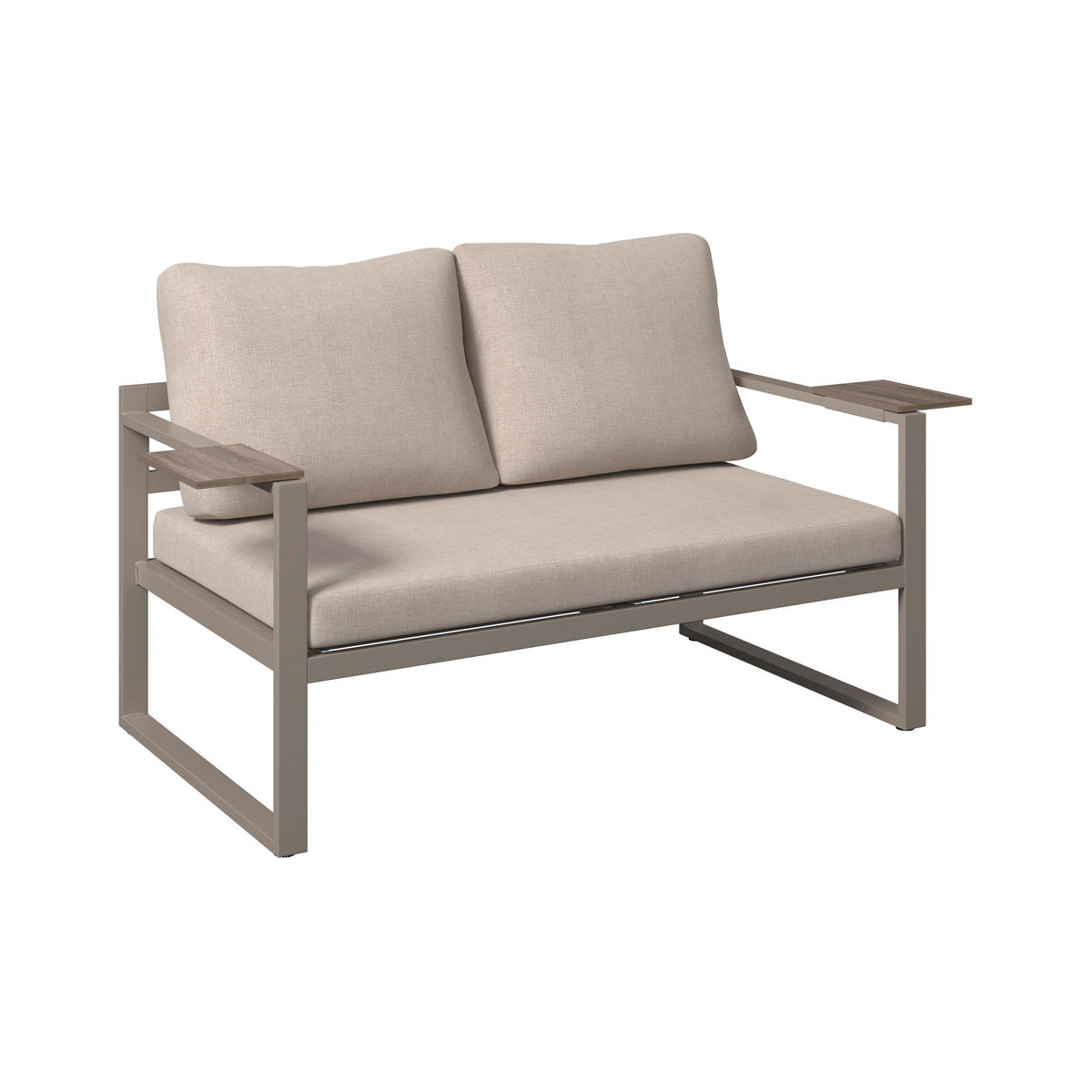 LOUNGEGARNITUR Stahl  - Dunkelgrau/Beige, MODERN, Kunststoff/Textil (155/65/74cm) - Ambia Garden