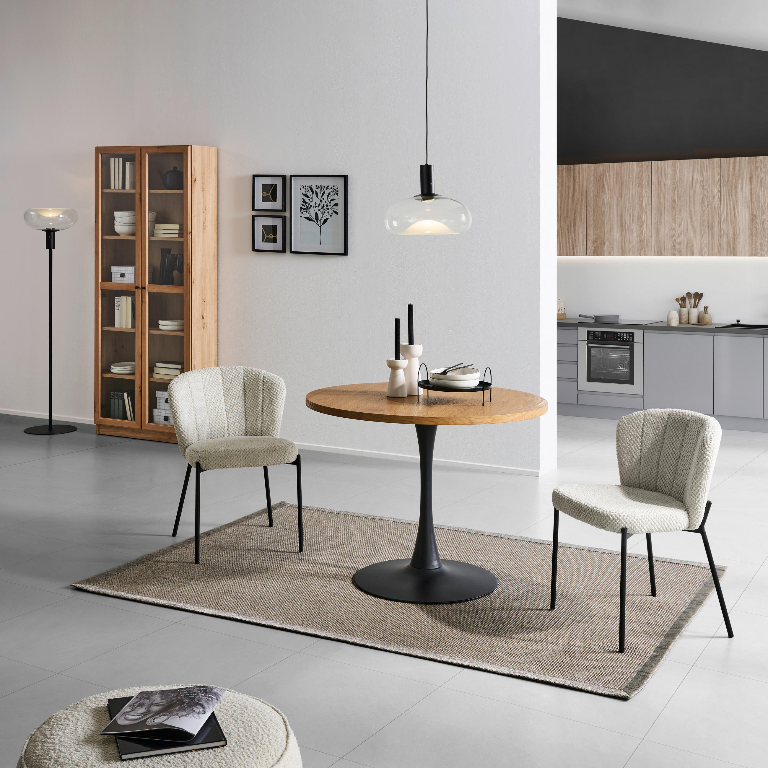 ESSTISCH in Metall, Holzwerkstoff  - Schwarz/Naturfarben, LIFESTYLE, Holzwerkstoff/Metall (100/76/100cm) - Livetastic