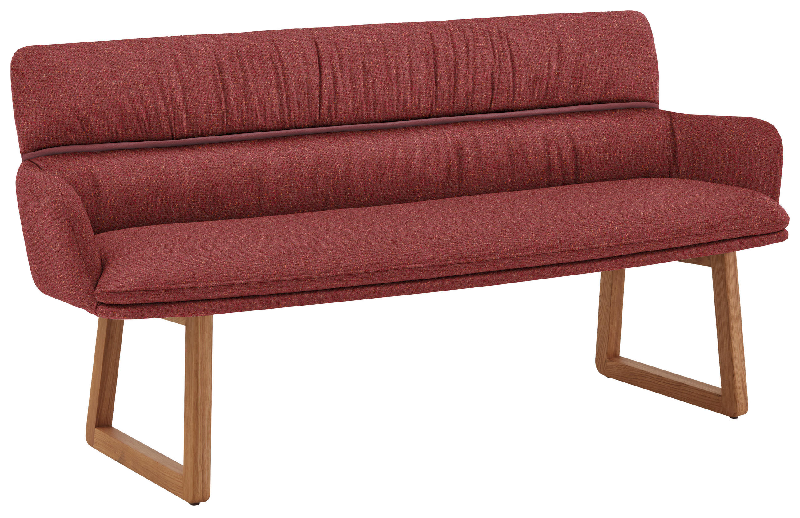 SITZBANK 180/86/68 cm Mikrofaser Dunkelrot Wildeiche massiv  - Wildeiche/Dunkelrot, Design, Holz/Textil (180/86/68cm) - Valdera