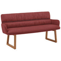 SITZBANK 180/86/68 cm Mikrofaser Dunkelrot Wildeiche massiv  - Wildeiche/Dunkelrot, Design, Holz/Textil (180/86/68cm) - Valdera