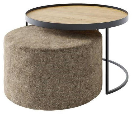 COUCHTISCHSET in Holz 80/80/39 cm  - Eichefarben/Schwarz, Design, Holz/Textil (80/80/39cm) - Novel