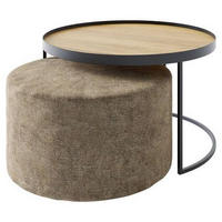COUCHTISCHSET in Holz 80/80/39 cm  - Eichefarben/Schwarz, Design, Holz/Textil (80/80/39cm) - Novel