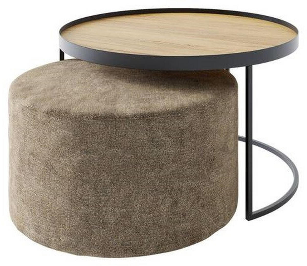 COUCHTISCHSET in Holz 80/80/39 cm  - Eichefarben/Schwarz, Design, Holz/Textil (80/80/39cm) - Novel