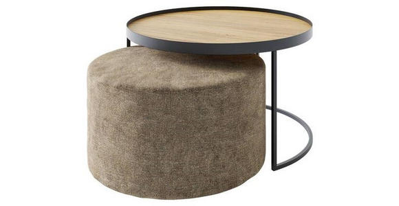 COUCHTISCHSET in Holz 80/80/39 cm  - Eichefarben/Schwarz, Design, Holz/Textil (80/80/39cm) - Novel