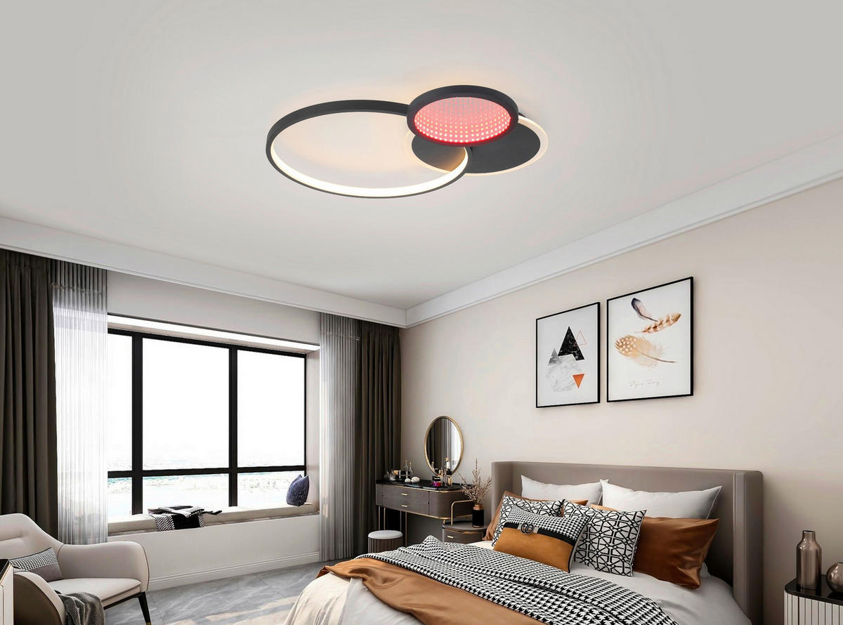 PLAFONIERĂ CU LED - negru, Lifestyle, plastic/metal (55/45/7,5cm) - Novel