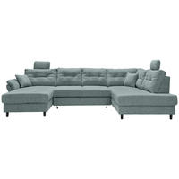 WOHNLANDSCHAFT  Chenille Blau  - Blau/Schwarz, Modern, Holz/Textil (176/338/206cm) - Livetastic