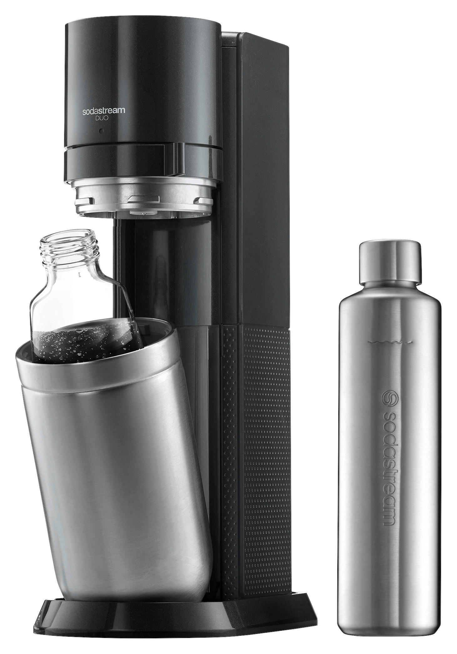 WASSERSPRUDLER DUO INKL. METALLFLASCHE  - Anthrazit, Basics, Glas/Kunststoff (15.8/44/31cm) - SodaStream