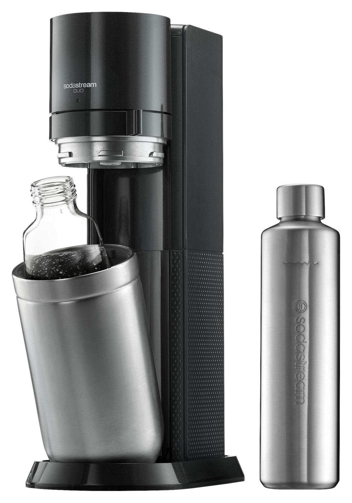 WASSERSPRUDLER DUO INKL. METALLFLASCHE  - Anthrazit, Basics, Glas/Kunststoff (15.8/44/31cm) - SodaStream