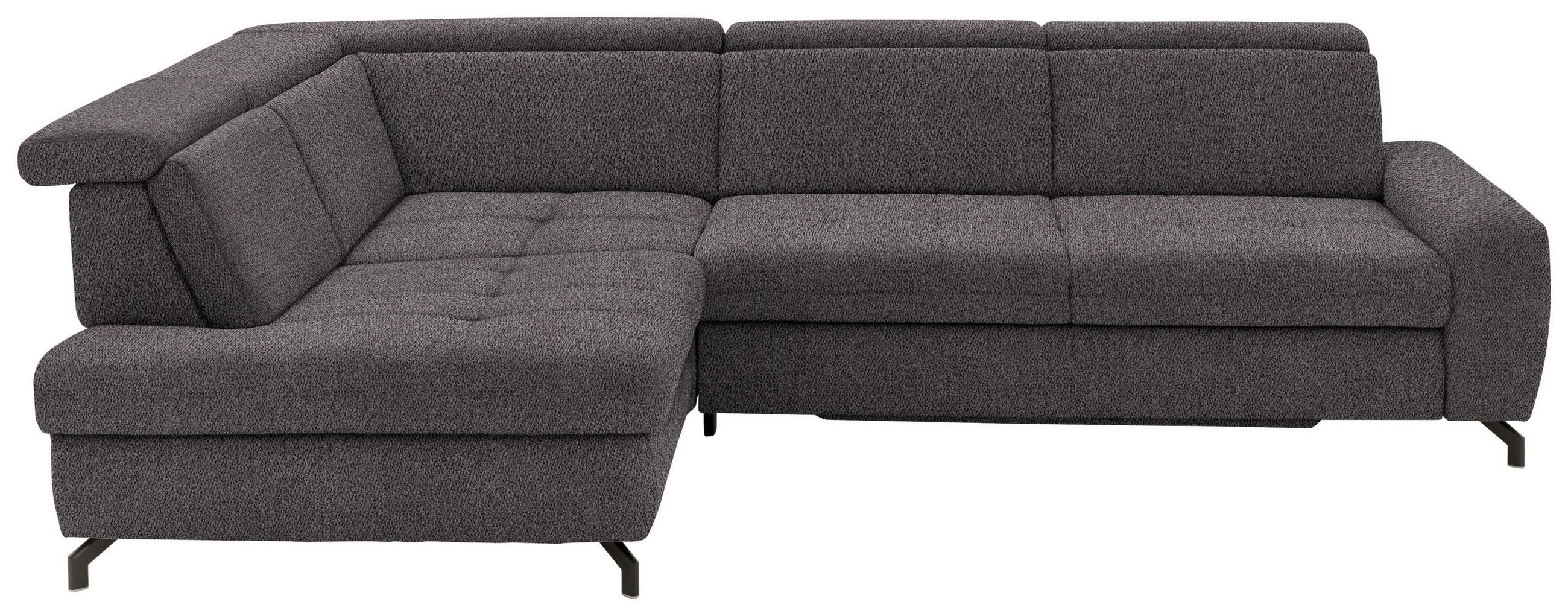 ECKSOFA in Chenille Anthrazit  - Anthrazit/Schwarz, Design, Textil/Metall (220/310cm) - Beldomo Style