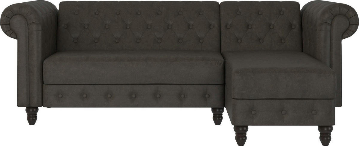 ECKSOFA FIRENZE in Mikrofaser Anthrazit  - Anthrazit/Schwarz, Basics, Holz/Textil (241/154cm) - Livetastic