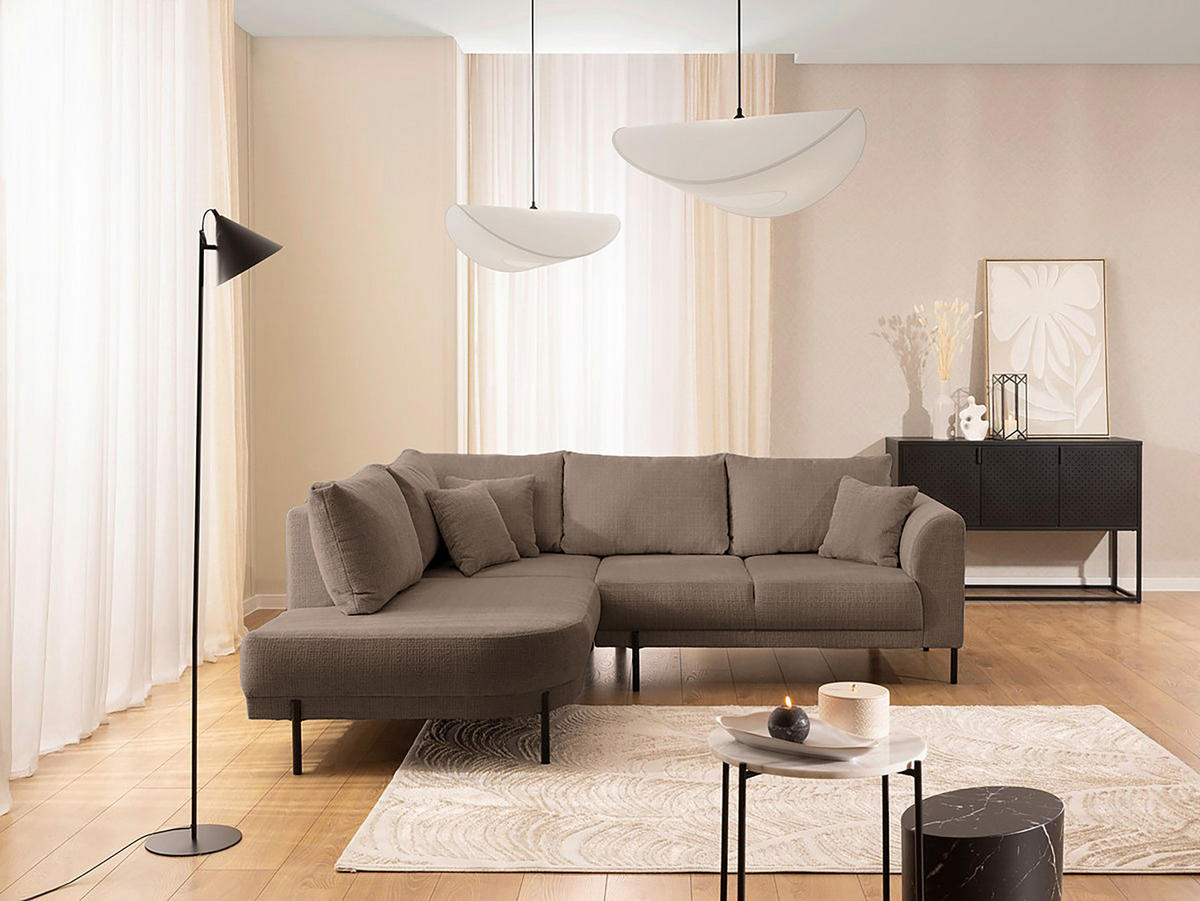ECKSOFA Mauris Taupe Chenille Rückenkissen  - Taupe/Creme, Design, Kunststoff/Textil (200/233cm) - Livetastic
