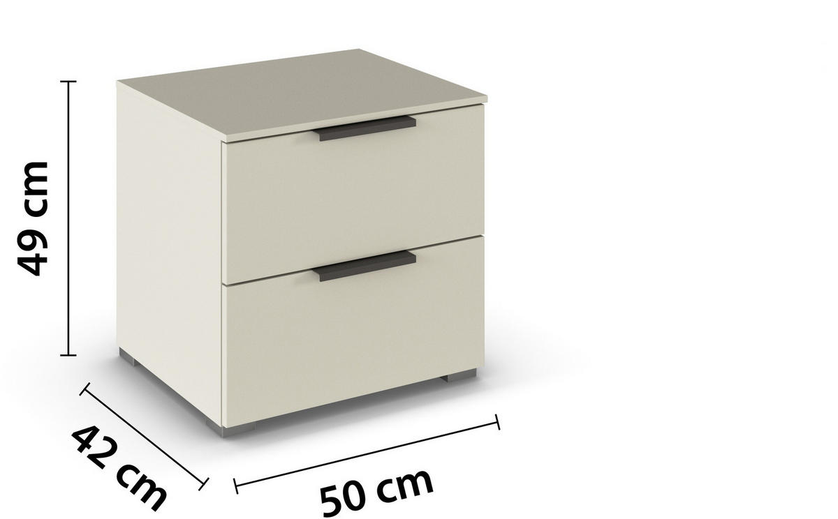 NACHTSCHRANK 50/49/42 cm  - Champagner/Silberfarben, Trend, Holzwerkstoff/Metall (50/49/42cm) - Novel