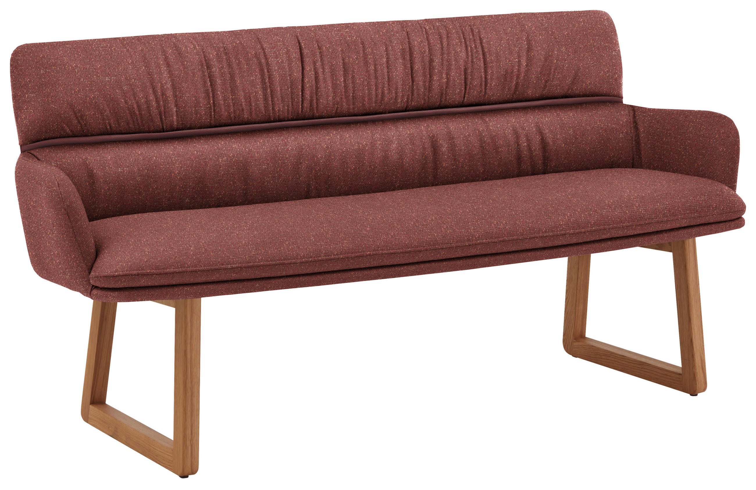 SITZBANK 200/86/68 cm Mikrofaser Dunkelrot Wildeiche massiv  - Wildeiche/Dunkelrot, Design, Holz/Textil (200/86/68cm) - Valdera