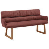 SITZBANK 200/86/68 cm Mikrofaser Dunkelrot Wildeiche massiv  - Wildeiche/Dunkelrot, Design, Holz/Textil (200/86/68cm) - Valdera