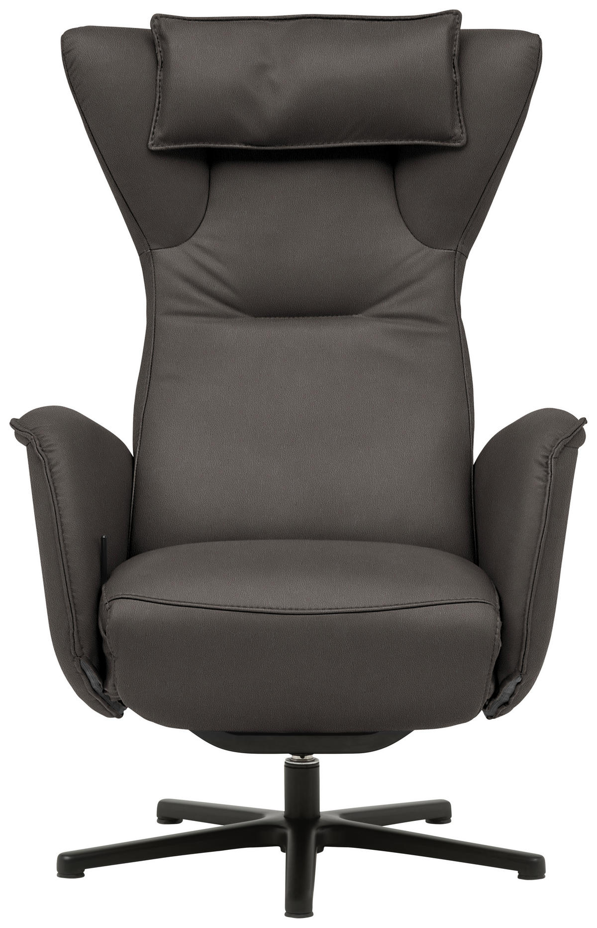 RELAXSESSEL Leder Dunkelgrau  - Dunkelgrau/Schwarz, Design, Leder/Metall (75/106/86cm) - Valdera