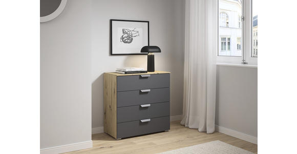 KOMMODE  in 80/81/42 cm  - Dunkelgrau/Eiche Artisan, Design, Holzwerkstoff/Metall (80/81/42cm) - Carryhome